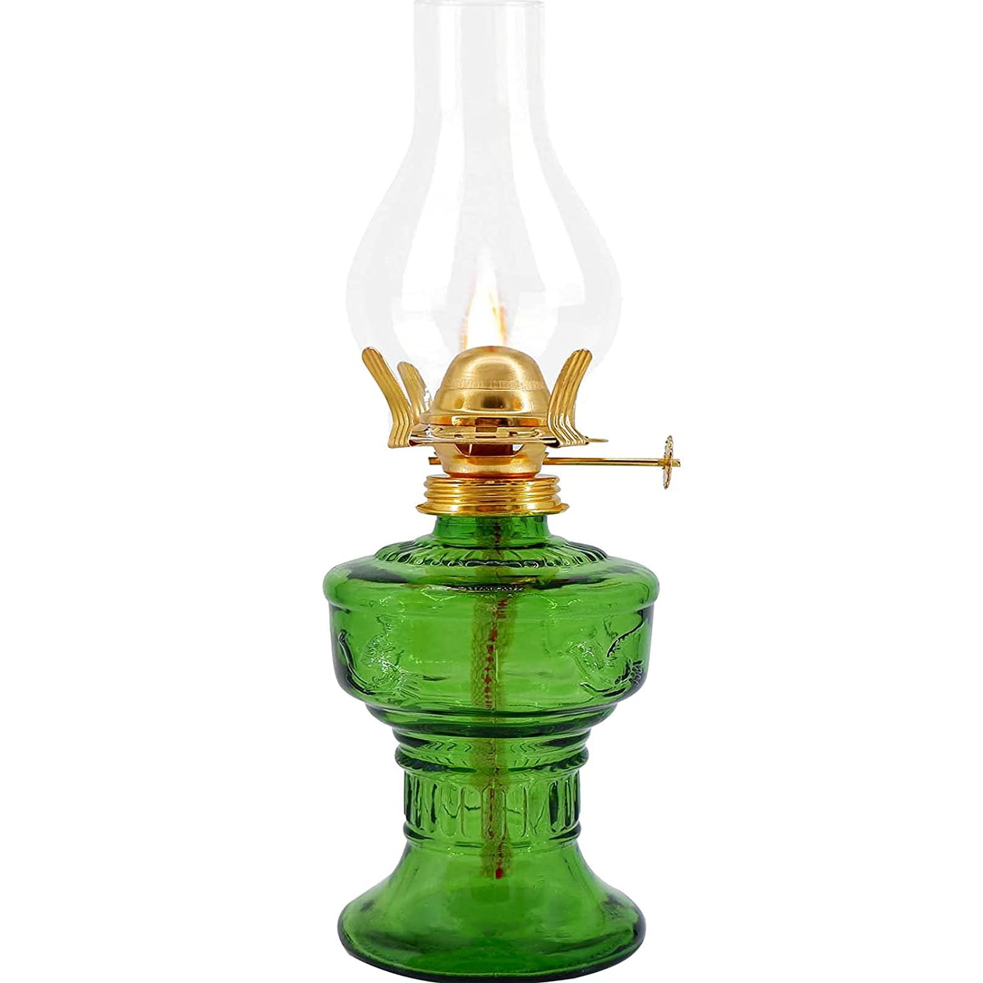 VINTAGE MASSIVE SEWING LAMP GLASS KEROSENE GLOWS TRAILING IVY FROSTED BIG  BULGE