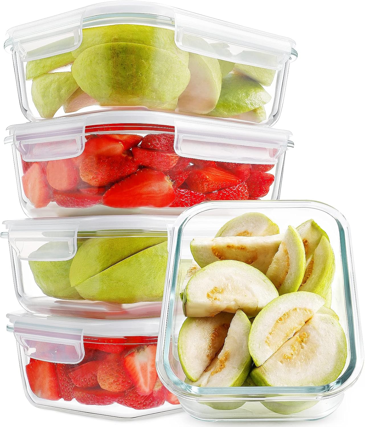Large Glass Meal Prep Containers, 5 Sets 35oz | 4.5cups, Food Storage ...
