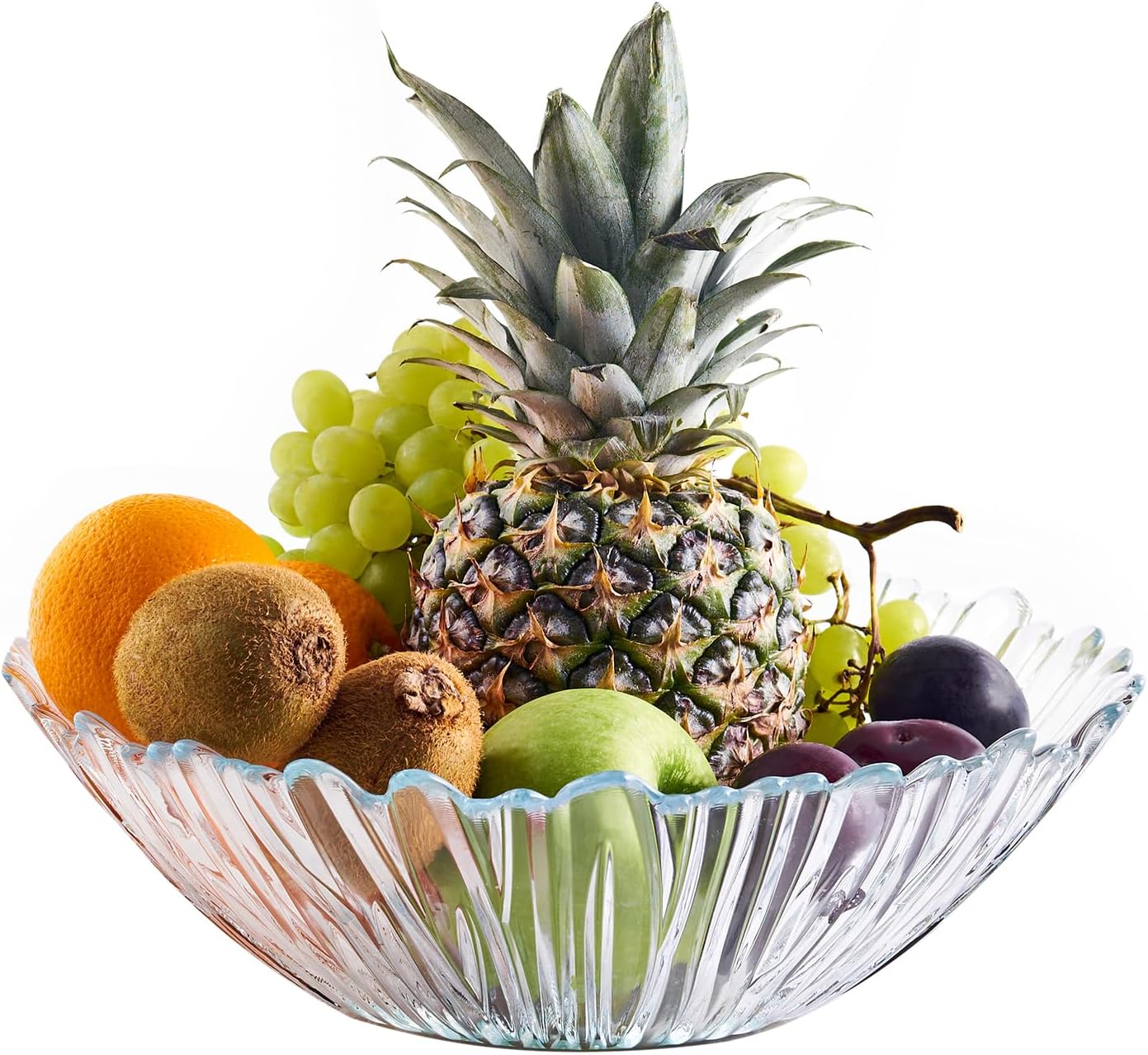 Large Glass Salad Bowl, Decorative Fruit Bowls For Serving, Mixing Or