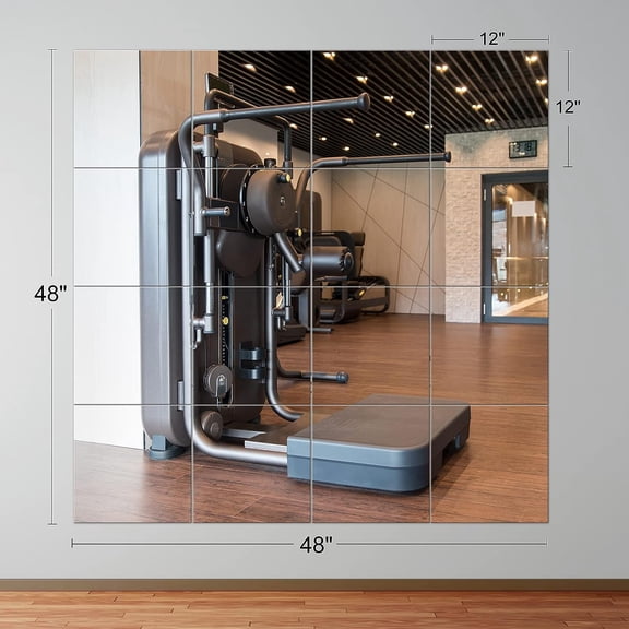 Large Glass Wall Mirror Set 16PCS 12 Inch Frameless Panels Easy Mount Full Body Mirrors for Home Gym Workout Room