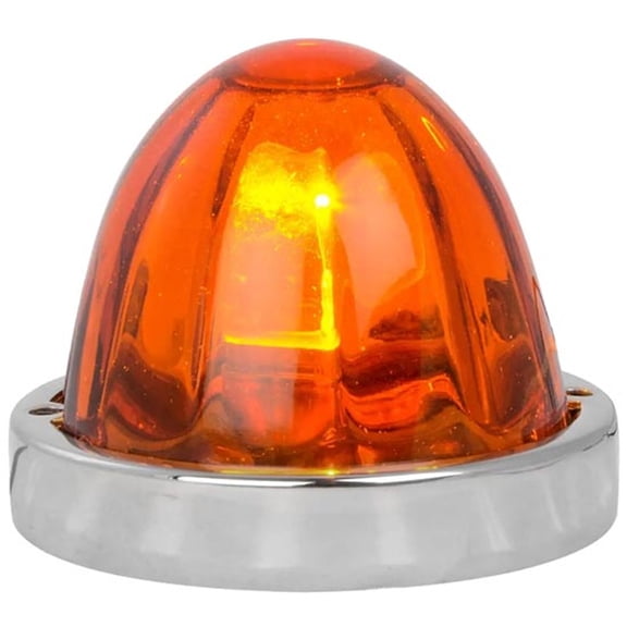 Large Glass Watermelon Dual Function Flush Mount Light W/ SS Bezel, 2 Wire - Dark Amber