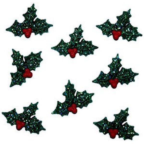 Large Glitter Holly Craft Embellishment - Dress It Up Buttons