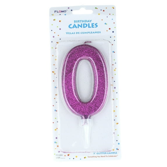 Large Glitter Number #0 Happy Birthday Candle Cake Topper 5" Decoration
