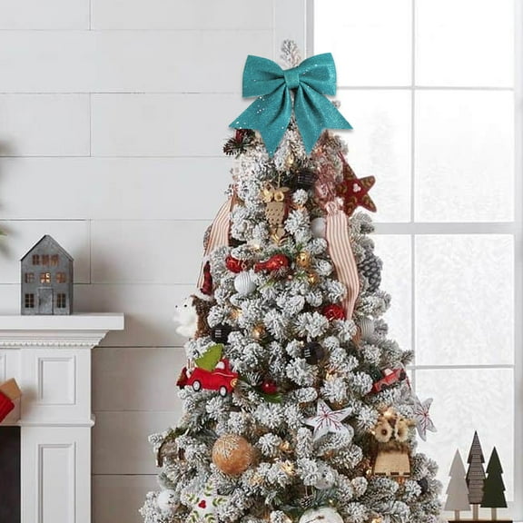 Large Glittering Gold Pearl Cotton Bow for Christmas Tree Decorations and Gift Wrapping, 7 Colors