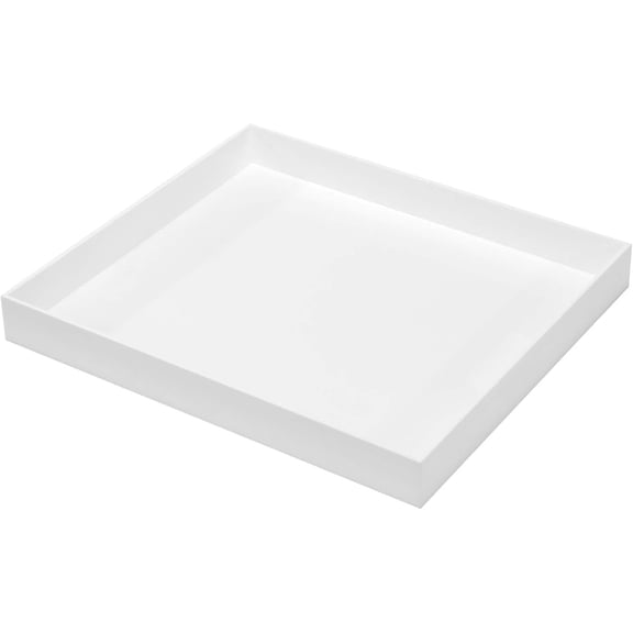 Large Glossy White Acrylic Serving Tray (18×14 Inches) with Cut Out Handles Spill Proof Acrylic Decorative Tray Organiser for Ottoman Coffee Table Countertop