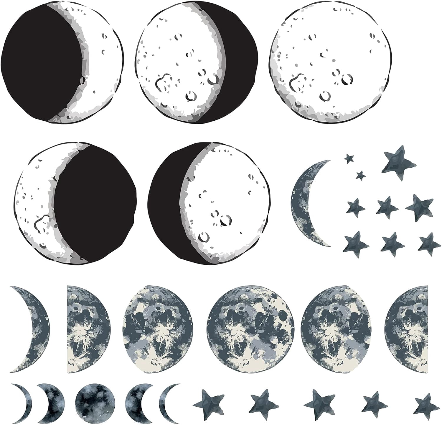 Large Glow in The Dark Moon Wall Decals Luminous Space Planet Moon ...