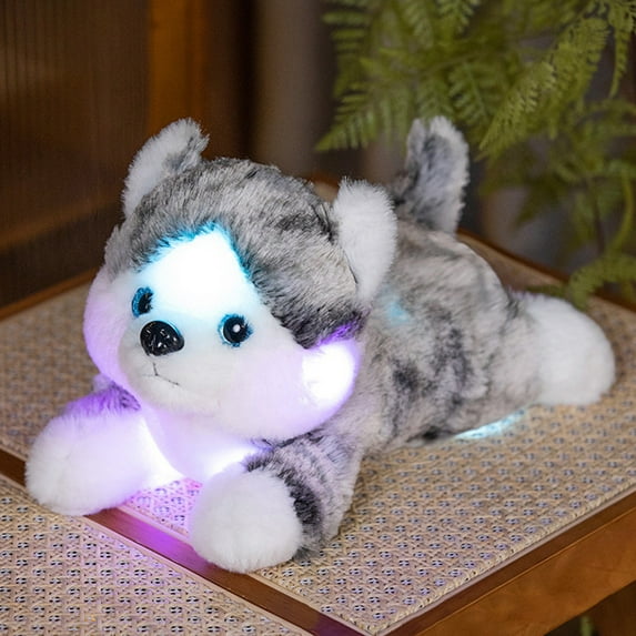 Large Glow Puppy Plush, 13.8'' Color-Changing LED Stuffed Toy, Timer Night Light Pillow, Kids Bedtime Comfort Gift