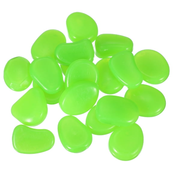 Large Glow in the Dark Stones, Luminous Pebbles Stones Glowing Rocks for Fish Tank Outdoor Garden, 20 Pcs & Green