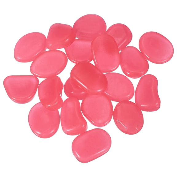 Large Glow in the Dark Stones, Luminous Pebbles Stones Glowing Rocks for Fish Tank Outdoor Garden, 20 Pcs & Pink