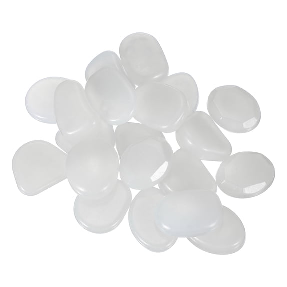 Large Glow in the Dark Stones, Luminous Pebbles Stones Glowing Rocks for Fish Tank Outdoor Garden, 20 Pcs & White