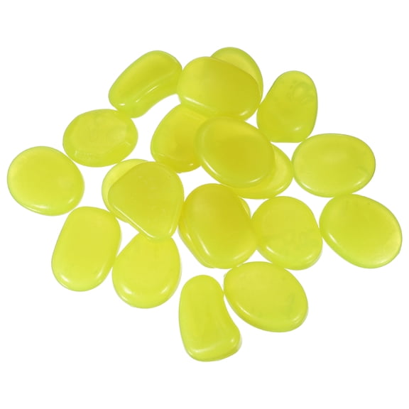 Large Glow in the Dark Stones, Luminous Pebbles Stones Glowing Rocks for Fish Tank Outdoor Garden, 20 Pcs & Yellow