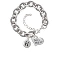 thumbnail image 1 of Large ''Godmother'' Heart with Clear Crystal -H- Pebble Initial Diana Bracelet, 1 of 1