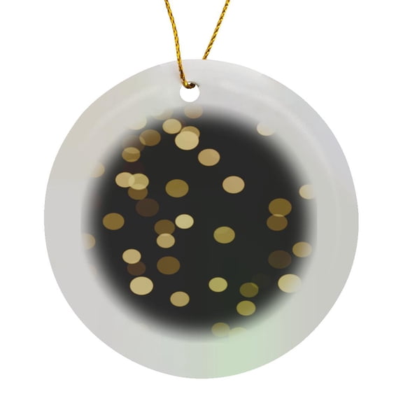 3drose, Large Gold Bokeh Dots, Circle Porcelain Ornament