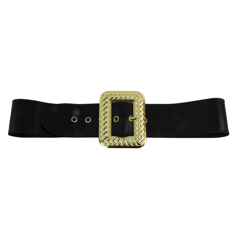 Large Gold Buckle Black Leather Santa Belt Adult Pirate  display picture 1