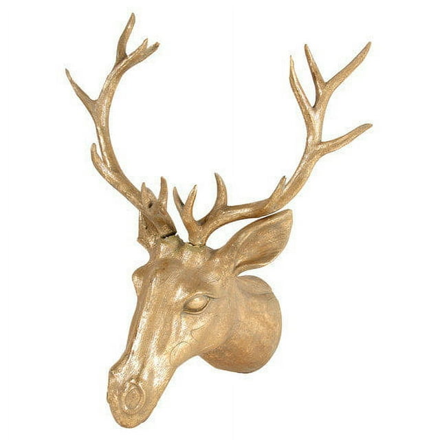 Large Gold Deer Head Wall Sculpture 21x26x15"