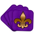 thumbnail image 1 of 3dRose, Large Gold Fleur de lis on a dark purple background , Set of 4 Coasters - Soft, 1 of 7