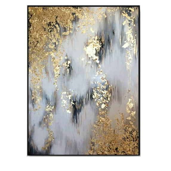 Large Gold Foil Decor Abstract Hand Painted Oil Painting Big Wall Art Handmade On Canvas Shiny Textured Artwork For Home Decor