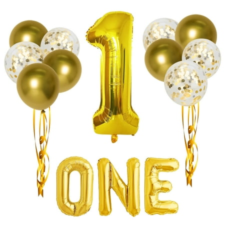 Large, Gold One Balloon for First Birthday - Number 1 Balloon, 40 Inch | 1st Birthday Girl Decoration | Gold 1 Balloon for First Birthday | 1st Birthday Balloons, 1st Birthday Decorations