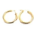 thumbnail image 1 of Large Gold Plated Swirled Pipe Hoop Earrings 2 inch Hoops Thick, 1 of 2