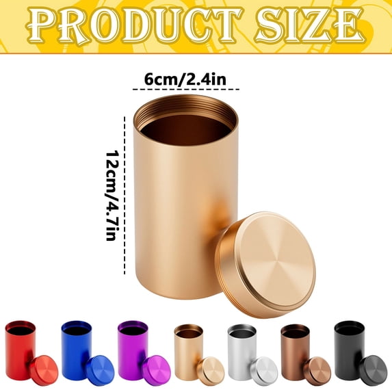 Large Gold Portable Aluminum Tea Canister, Airtight Sealed Tea Storage Jar for Loose Leaf Tea Home & Travel
