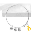 thumbnail image 1 of Large Gold Ribbon Awareness Retractable Bracelet, 1 of 2