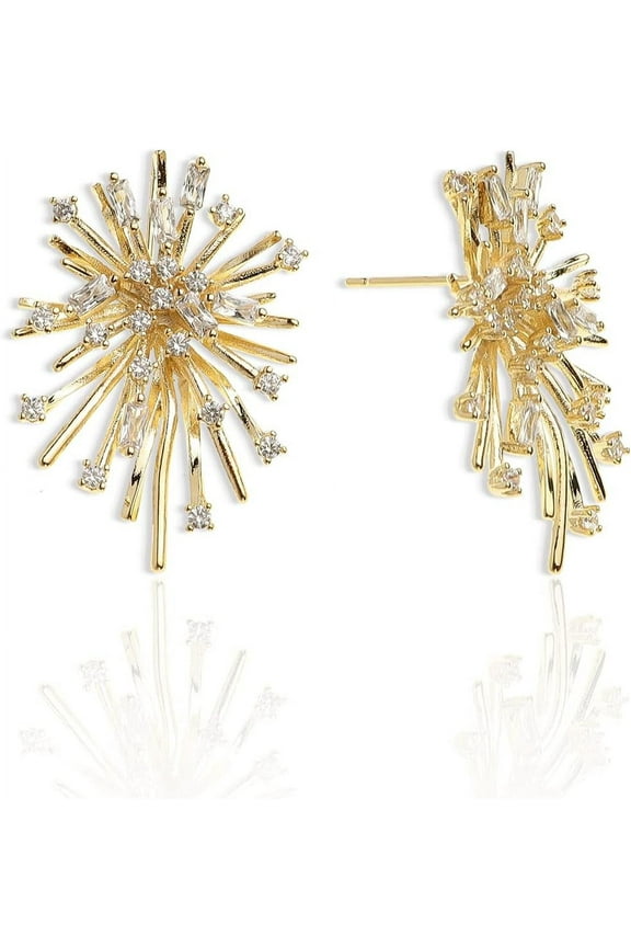 Large Gold Stud Earrings for Women, Statement Chunky Pearl Crystal Cubic Zirconia Wedding Bridal Prom Hypoallergenic Fashion Jewelry Gift