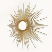 Large Gold Sunburst Mirror, Metal Mirrors, Mid-Century Sun Mirror Wall Decor for Living Room, Bedroom, 3D Round Sun Wall Mirror