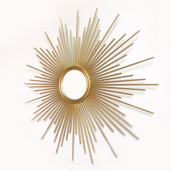 Large Gold Sunburst Mirror, Metal Mirrors, Mid-Century Sun Mirror Wall Decor for Living Room, Bedroom, 3D Round Sun Wall Mirror