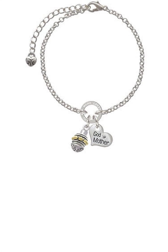 Large Gold Tone Bullets on Silver Tone Spinner Godmother You Are Loved Circle Bracelet