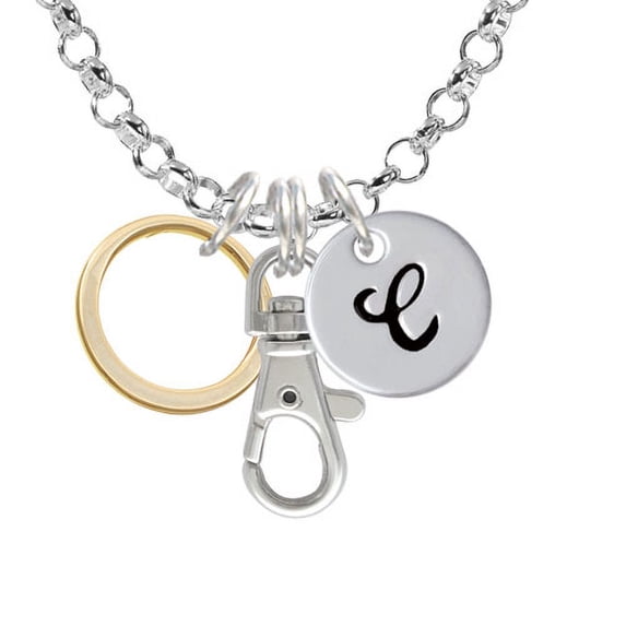 Large Gold Tone Karma Ring - C - Initial Badge Clip Necklace