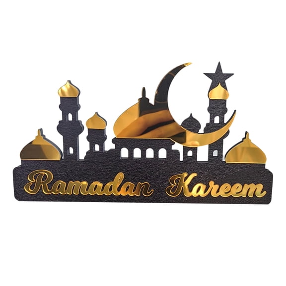 Large Golden Silver Ramadans Table Ornament Pine and Acrylic Craft Eid Mubaraks for Home or Office Display