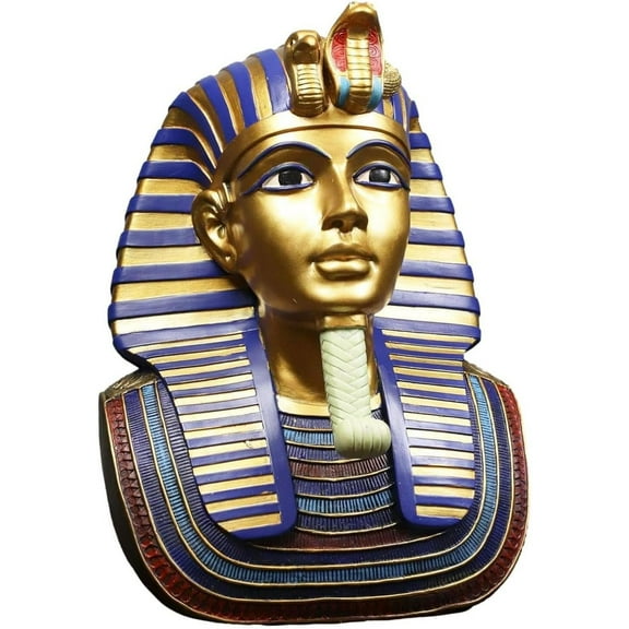 Large Golden Uraeus Vulture Nemes Mask of Pharaoh Bust Statue Egyptian Historical Educational Dynasty King TUT Tutankhamun Bust Figurine 11" H
