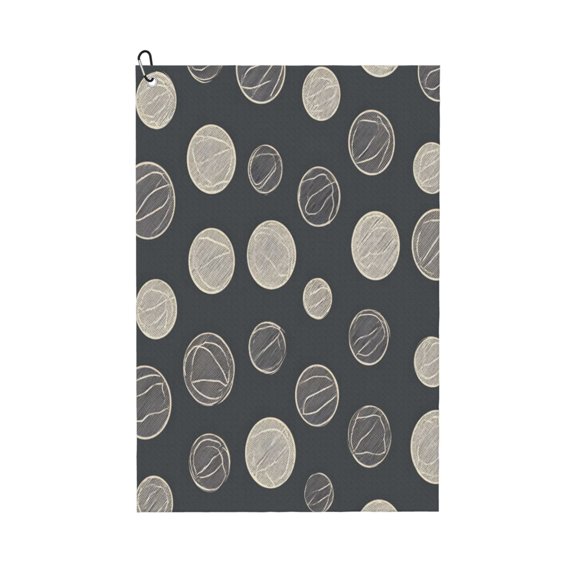 Large Golf Towel 24x16 High Absorbency Fast Drying Microfiber Towel With Metal Eyelet And Carabiner Basketball Sporty Minimalist Design
