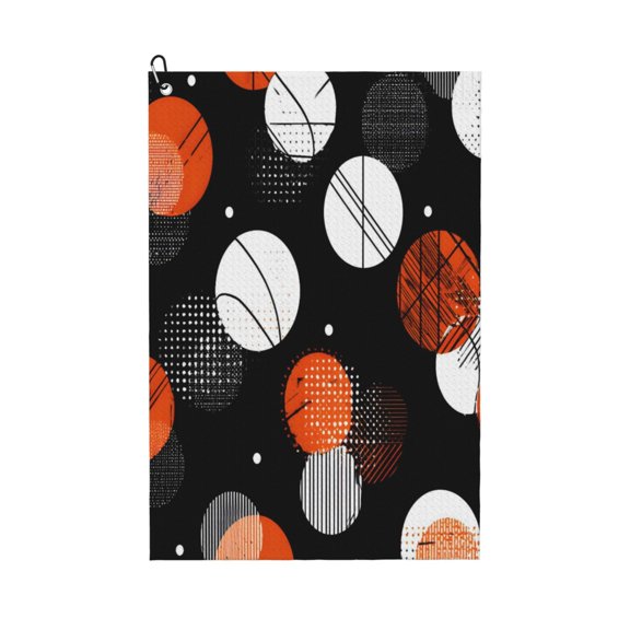 Large Golf Towel 24x16 High Absorbency Fast Drying Microfiber Towel With Metal Eyelet And Carabiner Black And Orange Basketball Theme