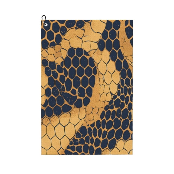Large Golf Towel 24x16 High Absorbency Fast Drying Microfiber Towel With Metal Eyelet And Carabiner Snake Skin Print Style Doderblue_3