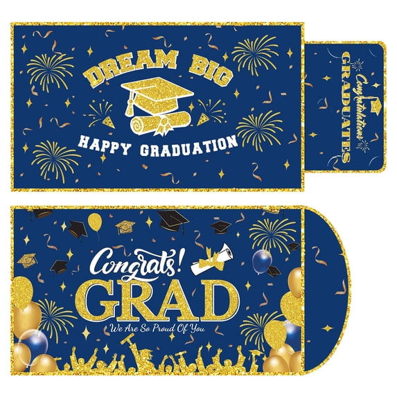 Large Graduation Envelope Money Holder Gifts with Bill Slots and Card Slots,14x8" Oversize Surprise Grad Cash Holder,Fun Money Gift Idea for High School College Graduates Class of 2026(Blue)