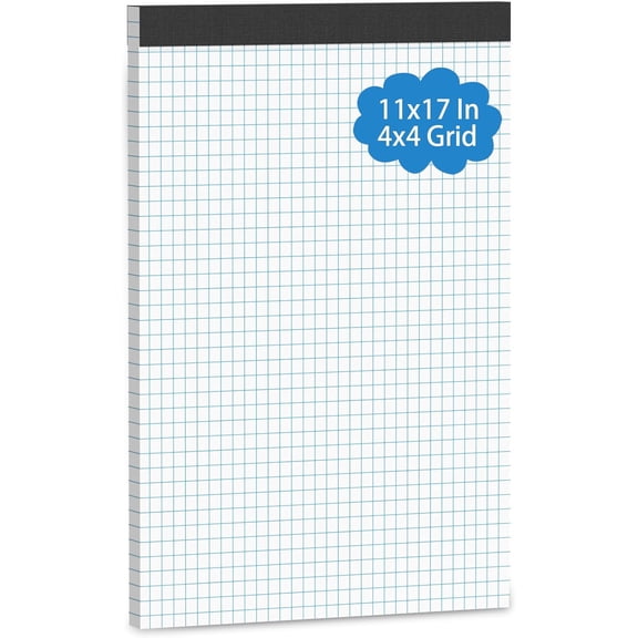 Large Graph Paper Pad 11 x 17, Grid Paper, 4x4 Graph Ruled, Blueprint Quadrille Pad, 30 Sheets Engineering Paper, Drafting Paper, Graft Paper for Architect Engineer Designer Mathematician Draftsman