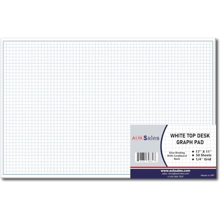 Large Graph Paper Pad, 11x17 Paper Pads, (1 Pack) 50 Sheets 4 Square Per Inch, Blueprint Drawing Pad, Side Gummed, 80 gsm Graph Paper for Sketching & Drafting, Engineers, Architects, Mathematician