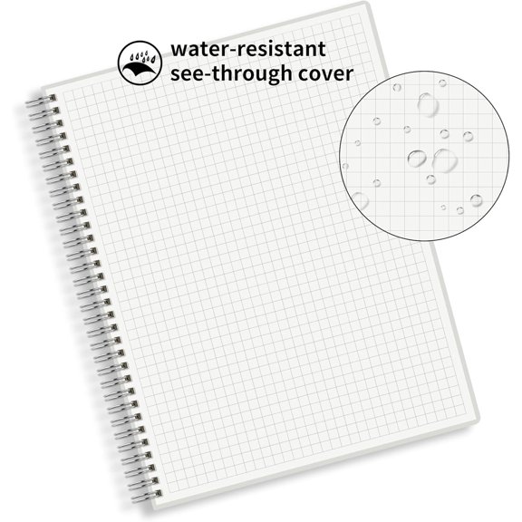 Large Graph Ruled Wirebound Spiral Notebook, 8.5 x 11 Inches, 1/4 Inch Grid (4 sq/in) Paper Pad, Premium 100gsm Ivory White Acid-Free Paper, 128 Squared/Grid Pages per Notebook (Pack of 2)$$Office