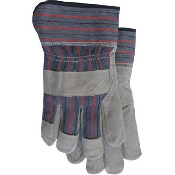 Large Gray & Blue Economy Split Leather Palm Gloves