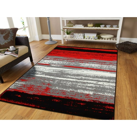 Large Gray Modern Rugs For Living Room Abstract Area Rug Red Black Gray Door Mat 2'x3'