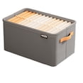 thumbnail image 1 of Large Gray RecGraygular Fabric Storage Bin with Handles, Back to School Dorm Room Essentials Misc Closet Organizer, 1 of 5