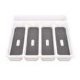 thumbnail image 1 of Large Gray Silverware Tray Fork Collection Container 5 Compartments Soft-Grip Lining Plastic Cutler, 1 of 4