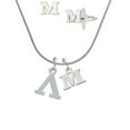 thumbnail image 1 of Large Greek Letter - Lambda - - M Initial Charm Necklace and Stud Earrings Jewelry Set, 1 of 1