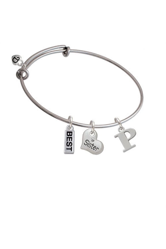 Large Greek Letter - Rho - Sister Heart Expandable Bangle Bracelet