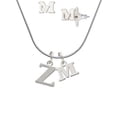 thumbnail image 1 of Large Greek Letter - Zeta - - M Initial Charm Necklace and Stud Earrings Jewelry Set, 1 of 1