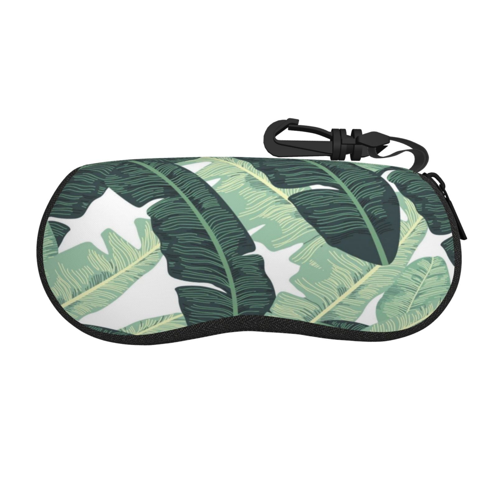 Large Green Banana Leaves Sunglasses Case Neoprene UltraLight and Convenient Soft Shell Glasses