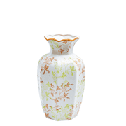 Green Ceramic Vase, 9.45 in Tabletop Flower Vase with Floral Design for Home Decor, NOVATRAX