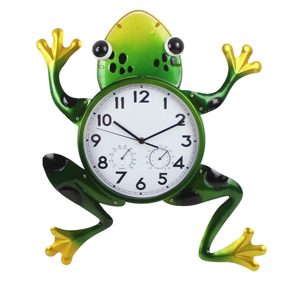 Large-Green Frog Outdoor Wall Clock For Patio, Living Room, Kitchen
