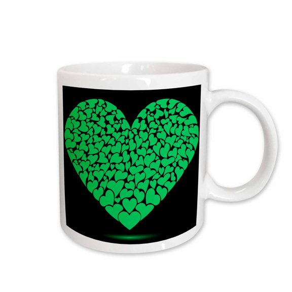 3drose, Large Green Heart Made of Smaller Hearts, 11oz Mug